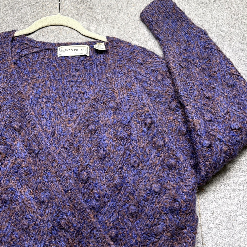 Vintage Evan Picone Mohair Wool Blend Textured Bobble Knit Sweater Womens Medium